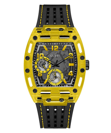 Guess Herren Armbanduhr schwarz gelb 44 mm GW0499G2